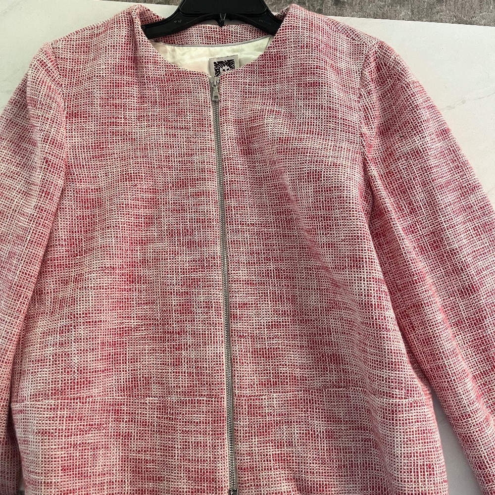 Anne Klein lightweight red and white blazer